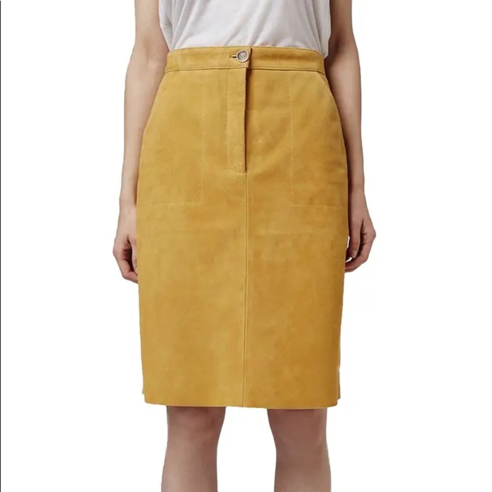 topshop | boutique judo suede pencil skirt mustard yellow 6